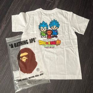 BAPE A bathing ape AUTHENTIC GOKU AND VEGETA KIDS SHIRT NWT